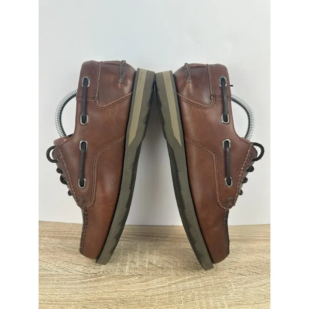 Clarks Active Air Men’s Brown Leather Boat Shoes Moc Toe Lace Up US 9 EU 42